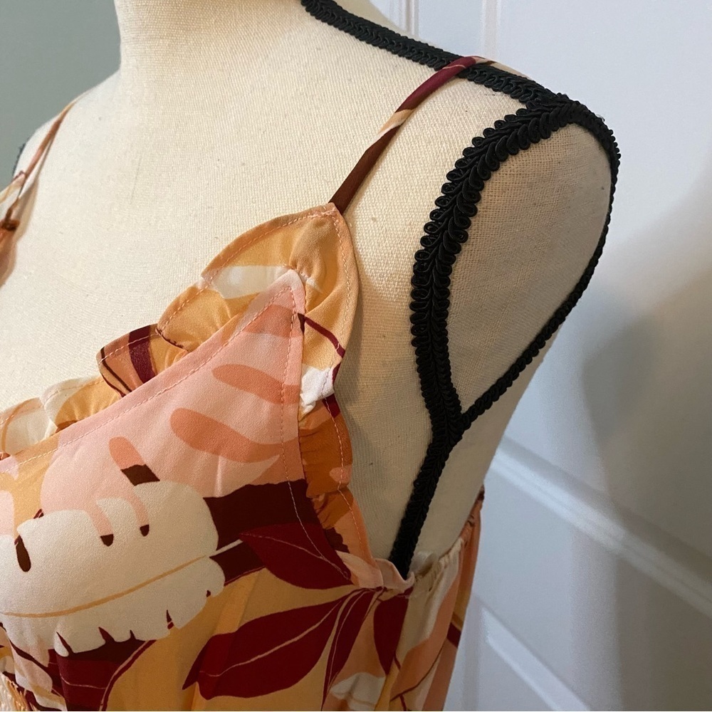Sienna Sky Smocked Midi Floral Dress Coral Sundress Sz M - Picture 13 of 13